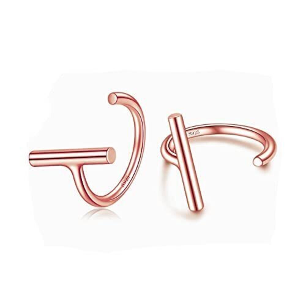 5762 Half Hoop Earrings 18K Rose Gold Plated 925 Sterling Silver Bar Huggie